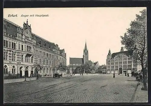 AK Erfurt, Anger-Strasse mit Hauptpost