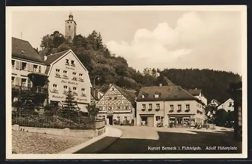 AK Berneck /Fichtelgebirge, platz, Pension Jul Bube jn.