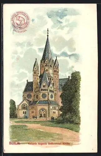 Lithographie Berlin-Charlottenburg, Kaiserin Augusta Gedächtnis-Kirche