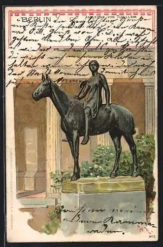 Künstler-AK Berlin, Amazone von Tuaillon vor der Nationalgalerie