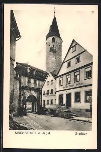 AK Kirchberg / Jagst, Strassenpartie am Stadttor