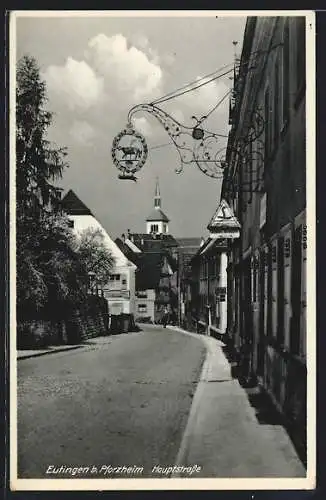 AK Eutingen b. Pforzheim, Hauptstrasse mit Gasthaus