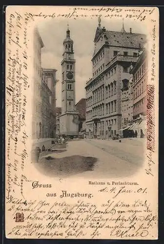 AK Augsburg, Rathaus und Perlachturm