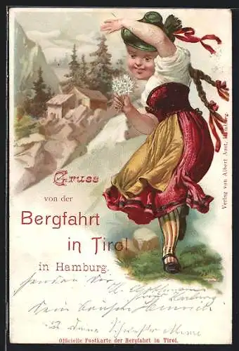 AK Mädchen in Tracht in den Bergen