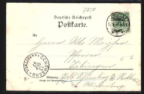 Lithographie Konstanz, Hafen mit Ruderern