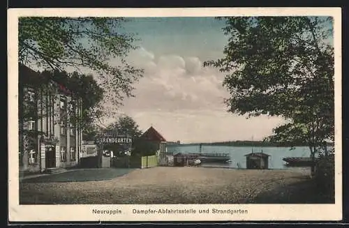 AK Neuruppin, Dampfer-Abfahrtsstelle und Cafe Strandgarten