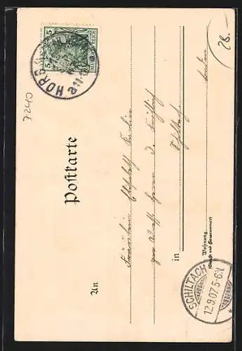 Lithographie Horb / Neckar, Unteres Thor