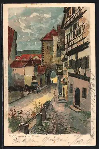 Lithographie Horb / Neckar, Unteres Thor