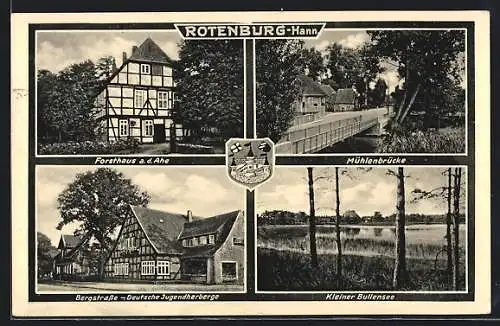 AK Rotenburg / Hann., Forsthaus an der Ahe, Jugendherberge an der Bergstrasse, Mühlenbrücken