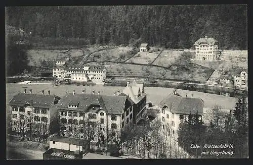 AK Calw, Die Kratzenfabrik aus der Vogelschau