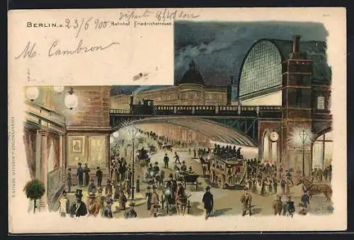 Lithographie Berlin, Bahnhof Friedrichstrasse