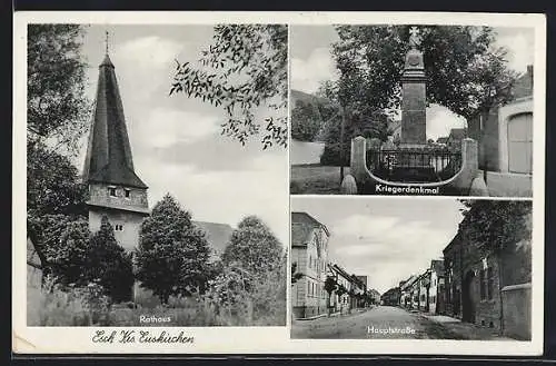 AK Esch /Krs. Euskirchen, Rathaus, Kriegerdenmal, Hauptstrasse