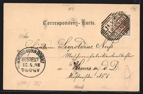 Lithographie Wien, Stefanskirche, Strassenpartie am Graben