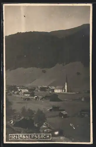 AK Lanersbach, Ortsansicht aus der Vogelschau mit Kirche