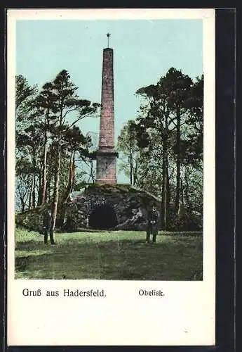 AK Hadersfeld, Obelisk mit Besuchern