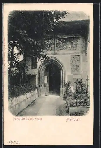 AK Hallstatt, Portal der kath. Kirche