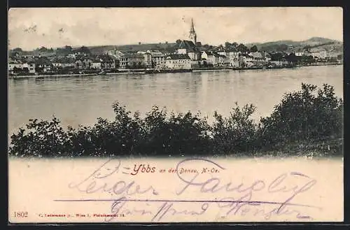 AK Ybbs ander Donau, Teilansicht mit Kirche