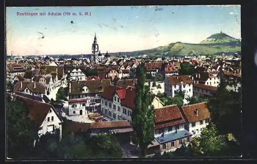 AK Reutlingen, Teilansicht mit Achalm