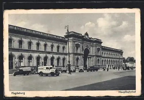 AK Magdeburg, Aussenfassade des Bahnhofs