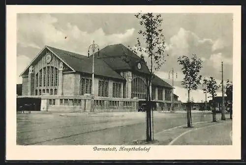 AK Darmstadt, Blick zum Bahnhofsgebäude