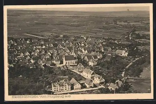 AK Ergenzingen, Teilansicht mit Kirche, Fliegeraufnahme