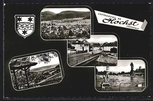 AK Höchst /Odenwald, Schwimmbad, Brücke, Pavillon