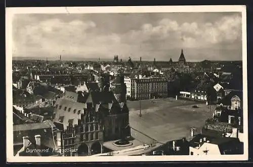 AK Dortmund, Hansaplatz aus der Vogelschau