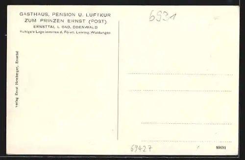 AK Ernstthal / Odenwald, Gasthaus und Pension Zum Prinzen Ernst