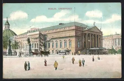 AK Berlin, Passanten vor dem Opernhaus