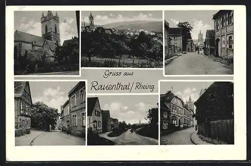 AK Rauenthal /Rheing., Strassenpartien mit Kirche