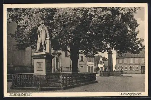 AK Edenkoben, Ludwigsplatz mit Statue König Ludwig I. von Bayern