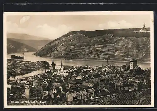 AK Bingen / Rhein, Teilansicht mit Nationaldenkmal