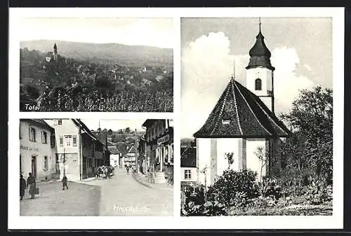 AK Ettenheim, Hauptstrasse, Kirche in Altdorf und Gesamtansicht