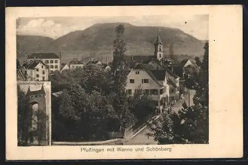 AK Pfullingen, Schönbergturm, Teilansicht mit Wanne und Schönberg