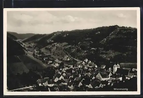 AK Wiesensteig, Ortsansicht aus der Vogelschau