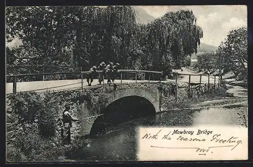 AK Mowbray, A fishing man and his audience at the bridge