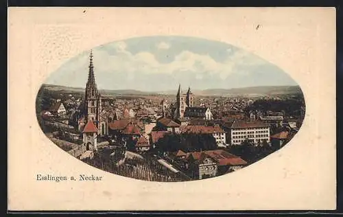 AK Esslingen a. Neckar, Ortsansicht mit der Kirche