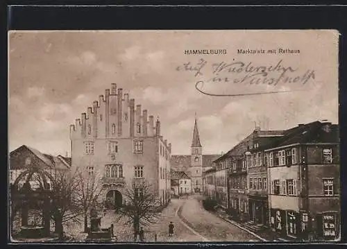 AK Hammelburg, Marktplatz mit Rathaus