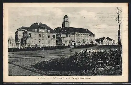 AK Essen, Moltkeplatz mit Baugewerkschule