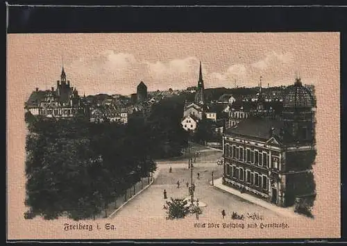 AK Freiberg i. Sa., Blick über Postplatz und Hornstrasse