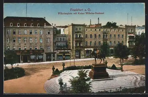AK Frankfurt, Wilhelmsplatz mit Kaiser Wilhelm-Denkmal