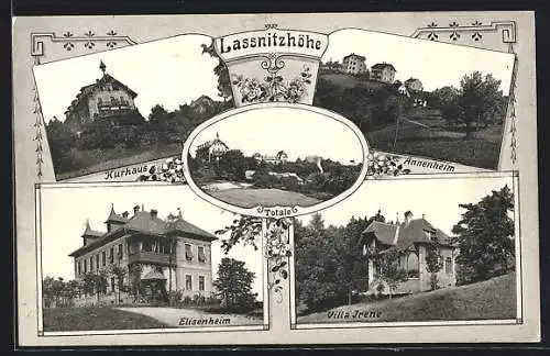 AK Lassnitzhöhe, Kurhaus, Annenheim, Elisenheim, Villa Irene, Gesamtansicht