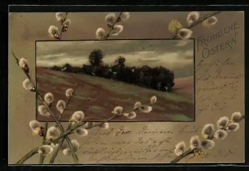 Künstler-AK Alfred Mailick: Landschaftsbild mit Weidenkätzchen