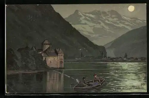 Künstler-AK Alfred Mailick: Chillon, Am Genfer See