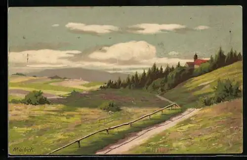 Künstler-AK Alfred Mailick: Weg durch eine hügelige Landschaft