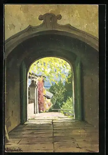 Künstler-AK Alfred Mailick: Torbogendurchblick