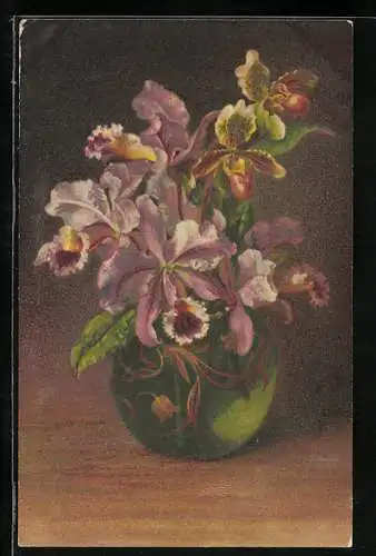 Künstler-AK Wenau-Pastell Nr. 991: Schöne Vase mit Lilien