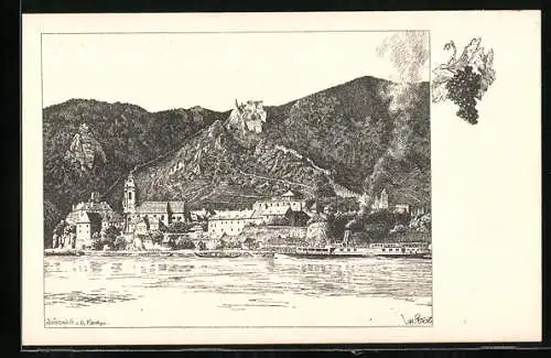 Künstler-AK Ulf Seidl: Dürnstein an der Donau