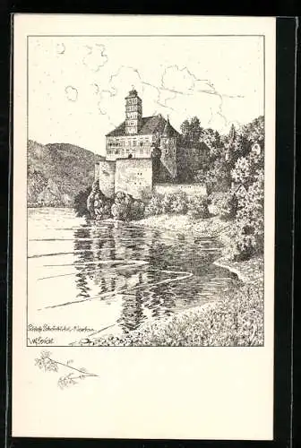 Künstler-AK Ulf Seidl: Wachau, Schloss Schönbühel