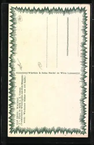Künstler-AK Ulf Seidl: Melk, Partie im Ort mit Brunnen